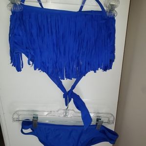 Royal blue shaggy bikini